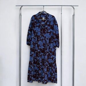 Maeve Bettina Tiered Dress in Blue Floral